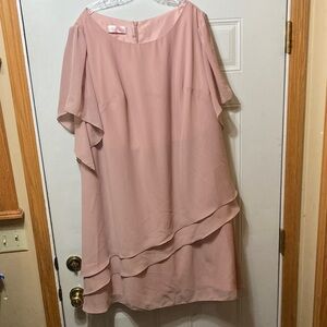 JJ’s House Women's Blush Pink Layered Chiffon Dress 3X